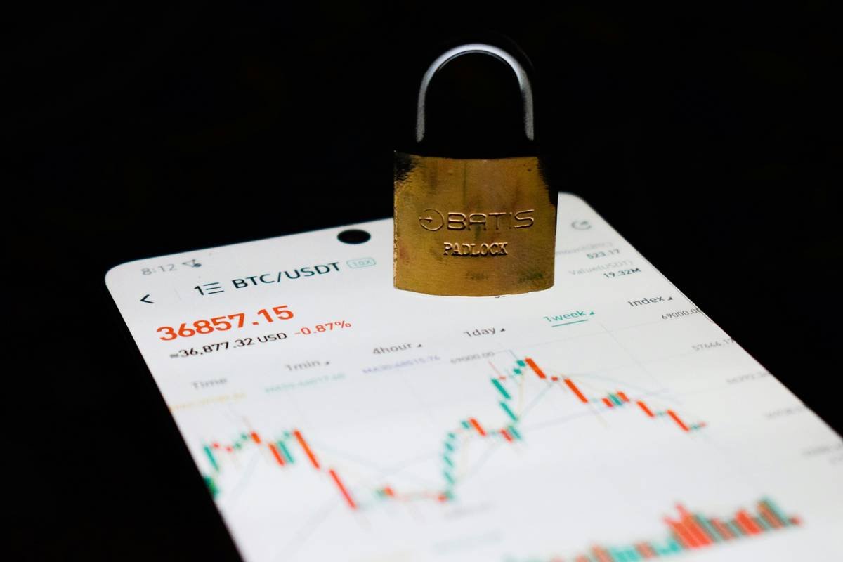 a padlock attached to a padlock on a cell phone